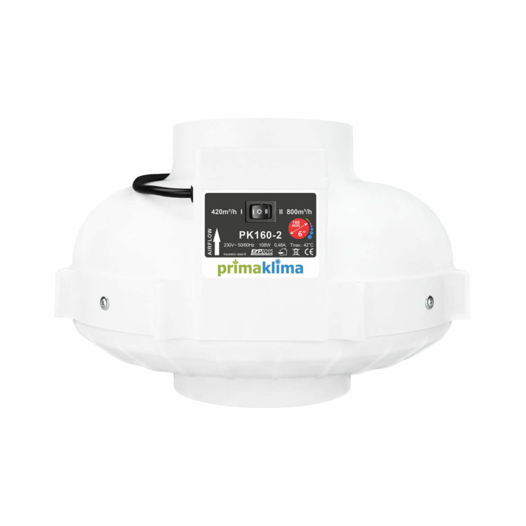 Prima Klima Radialventilator 2-Stufig | Ø 160mm | 420 - 800 m³/h | 108W| inkl. Kabel